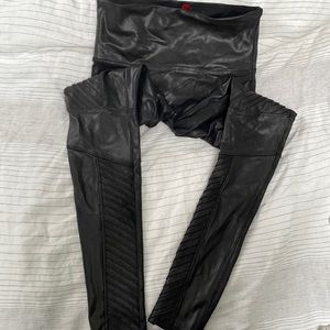 Spanx moto faux leather leggings